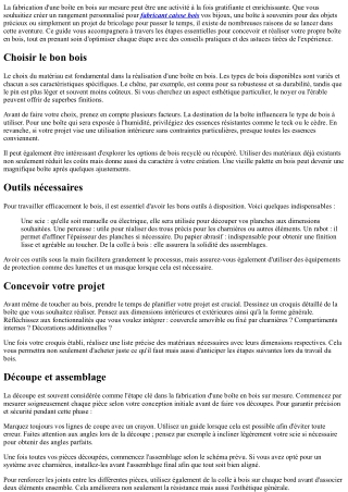 Comment réaliser une boîte en bois sur mesure soi-même ?