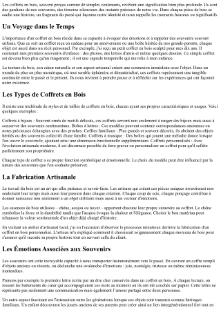 L'Émotion Derrière Chaque coffrefaisant partie De Nos Souvenirs!