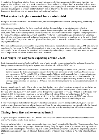 Back Glass Replacement Charlotte NC 28215: Costs, Timing, and Safety Tips