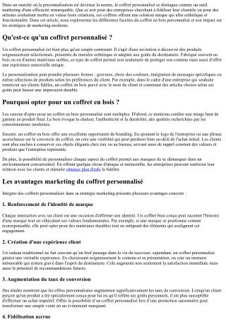 Le coffret personnalisé, un outil marketing puissant !