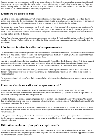 Retour aux sources: Redécouvrez l’authenticité avec le coffre.