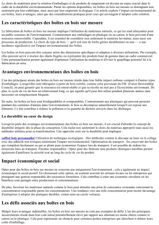 L'impact environnemental des boîtes en bois sur mesure : un choix responsable