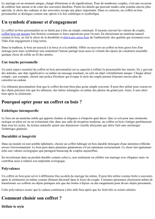 L’Importance d’un Coffret en Bois Personnalisé pour les Mariages