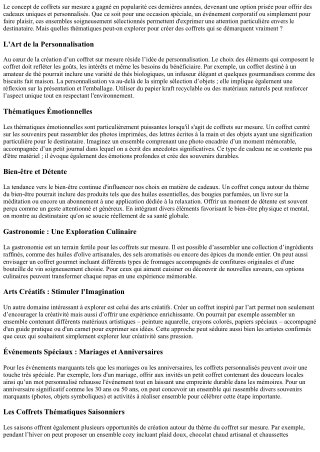 Coffrets Sur Mesure : Quelles Thématiques Explorer ?