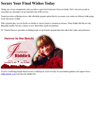 Natural Burial and Cremation Alternatives in Blackpool