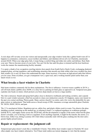 Side Window Repair Charlotte NC 28220: Affordable Fixes, Fast Turnaround