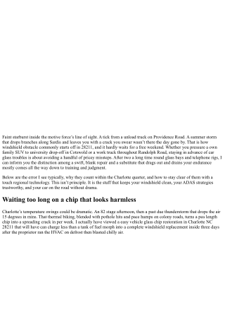 Windshield Repair Charlotte NC 28211: Top Mistakes to Avoid