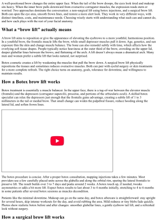 The Botox Brow Lift vs Surgical Brow Lift: Pros and Cons