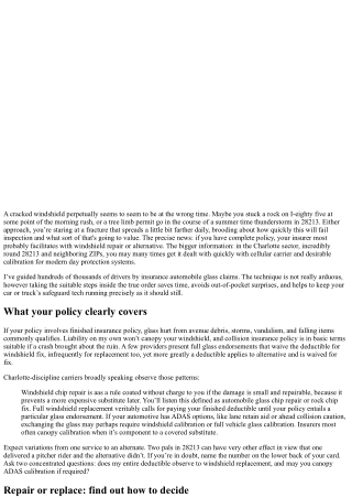 Insurance Windshield Replacement Charlotte NC 28213: How to File a Claim