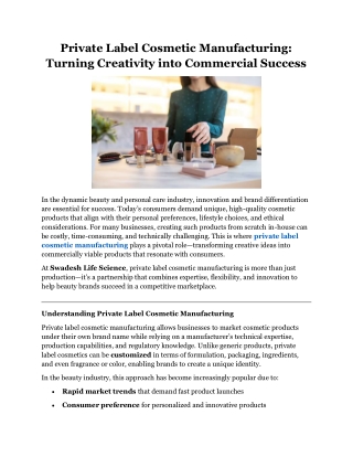 Private Label Cosmetic Manufacturing Turning Creativity into Commercial Success