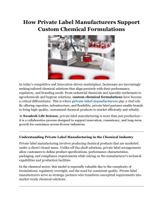 How Private Label Manufacturers Support Custom Chemical Formulations