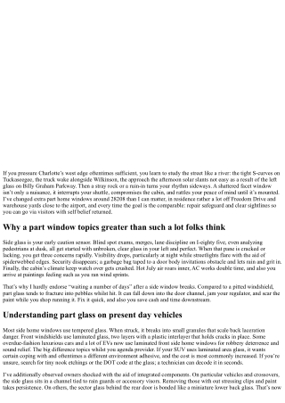 Side Window Replacement Charlotte NC 28208: Restore Security and Visibility