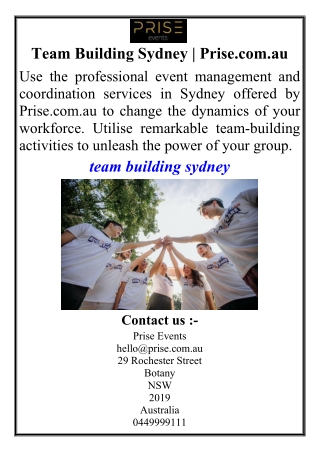 Team Building Sydney | Prise.com.au
