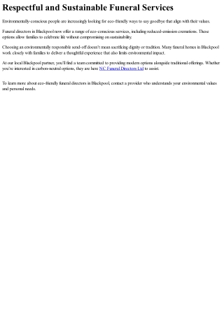 Prepaid Funeral Plans in Blackpool Explained