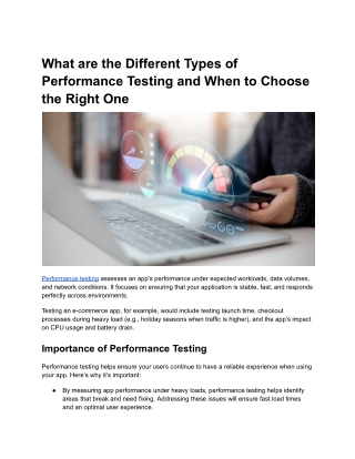 What are the Different Types of Performance Testing and When to Choose the Right One