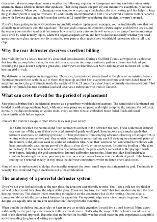 Greensboro Car Window Replacement: Rear Window Defroster Concerns