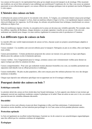 Caisses bois vin: un choix esthétique et pratique.