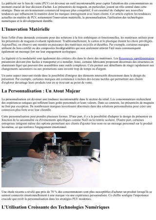 Les Tendances Actuelles en PLV pour les Présentoirs de Magasin