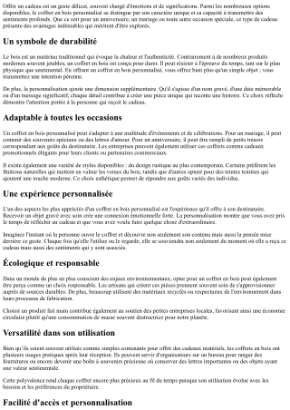 Pourquoi un Coffret en Bois Personnalisé est le Cadeau Idéal ?