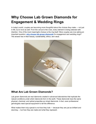 Why Choose Lab Grown Diamonds for Engagement & Wedding Rings