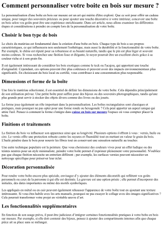 Comment personnaliser votre boite en bois sur mesure