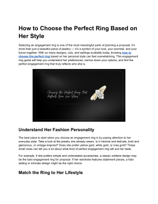 How to Choose the Perfect Ring Based on Her Style