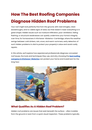 How The Best Roofing Companies Diagnose Hidden Roof Problems