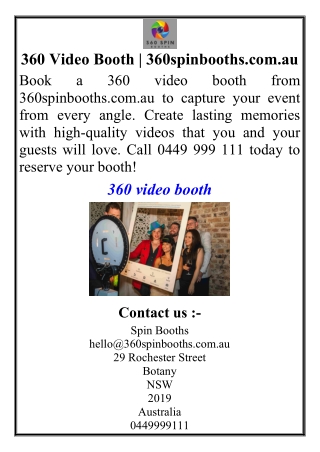 360 Video Booth | 360spinbooths.com.au