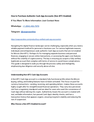 How to Purchase Authentic Cash App Accounts (Non-BTC Enabled)