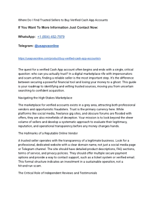 Where Do I Find Trusted Sellers to Buy Verified Cash App Account