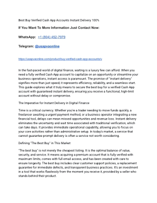 Best Buy Verified Cash App Accounts Instant Delivery 100%