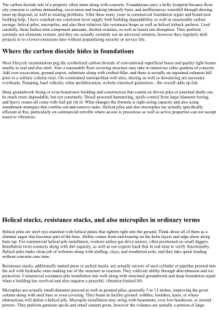 Sustainable Groundworks: Reducing Carbon Dioxide along with Helical and also Mic