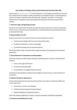 Your Guide to Finding a Clean and Professional Sex Store Near Me