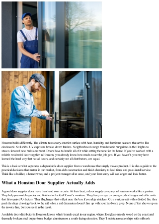 Residential Door Supplier Houston: Experience the Difference