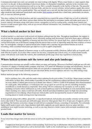 Helical Anchors for Interaction Platforms as well as Commercial Masts