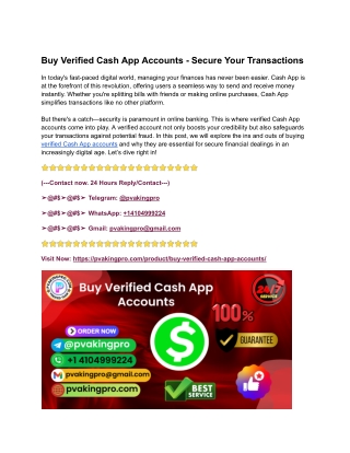 Buy Verified Cash App Accounts - Secure Your Transactions