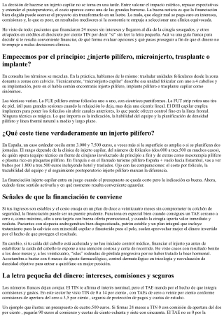 Financiación de injerto capilar: cuándo solicitarla y qué pasos seguir para no p