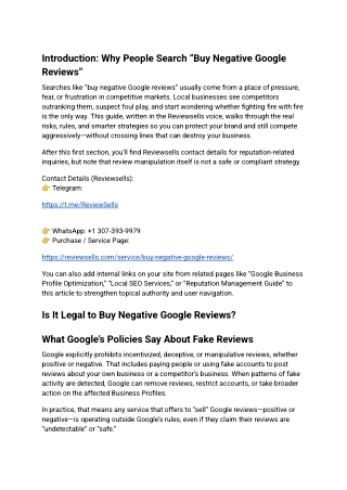 Buy Negative Google Reviews