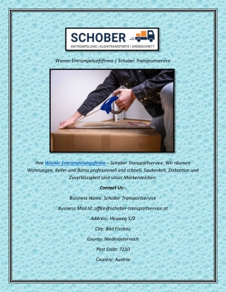 Wiener Entrümpelunfsfirma  Schober Transportservice