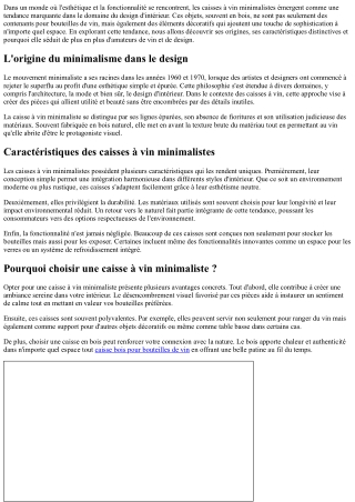 La tendance des caisses à vin minimalistes.