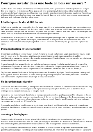 Pourquoi investir dans une boite en bois sur mesure