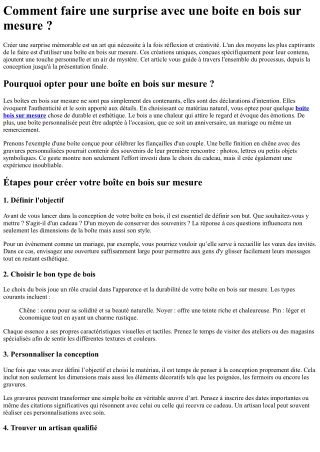 Comment faire une surprise avec une boite en bois sur mesure