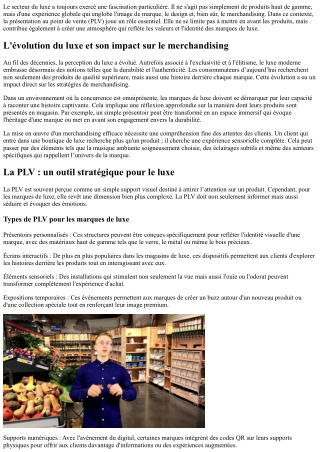 La place du luxe dans le monde du merchandising et de la PLV.