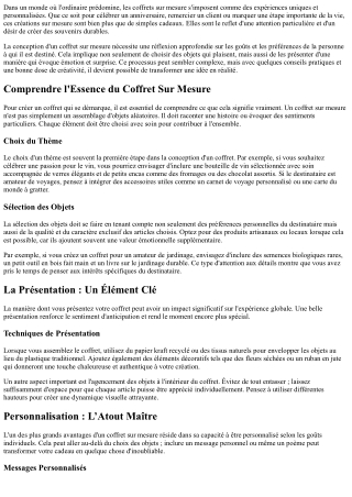 Coffret Sur Mesure : Créer une Expérience Mémorable