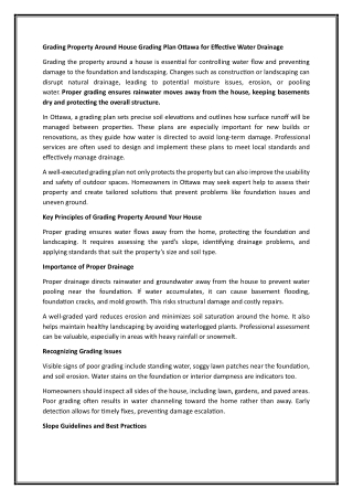Grading Property Around House Grading Plan Ottawa for Effective Water Drainage