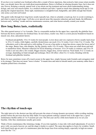 Botox Touch-Up Timing: Keep Your Results Fresh