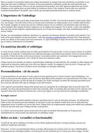 L'impact d'une belle présentation grâce aux boîtes en bois personnalisées.