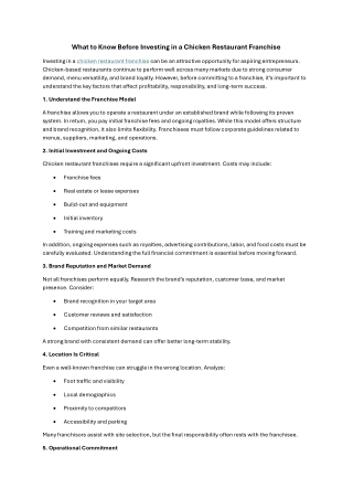 What to Know Before Investing in a Chicken Restaurant Franchise