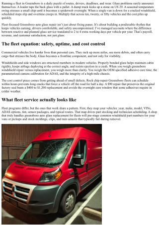 Greensboro Auto Glass Repair: Fleet Services for Local Businesses