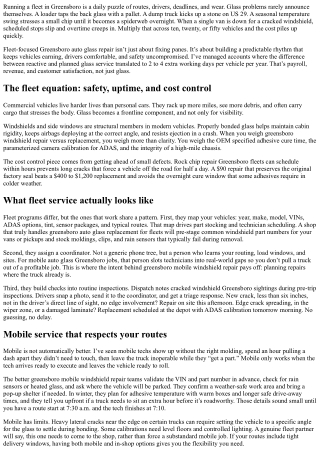 Greensboro Auto Glass Repair: Fleet Services for Local Businesses